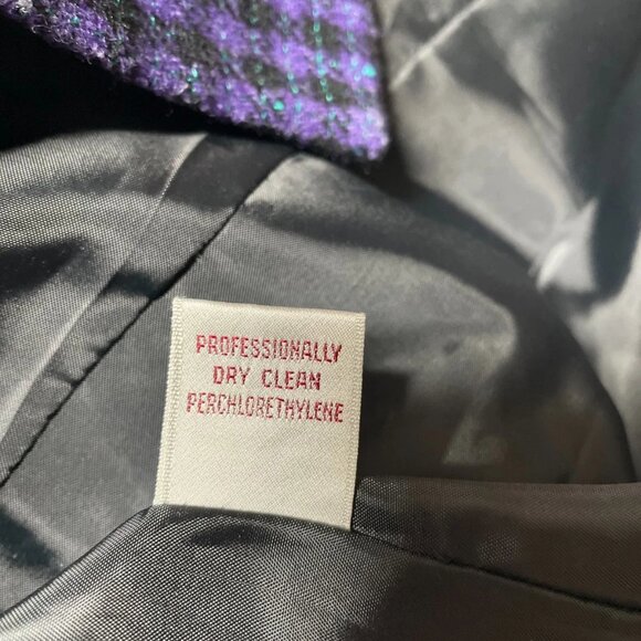 VTG Karen Scott Womens Purple Houndstooth Lined Double Breasted Blazer Size 16 - Picture 5 of 10